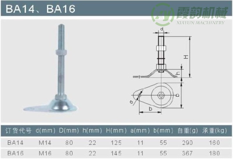 BA-14/BA-16型可调杯脚